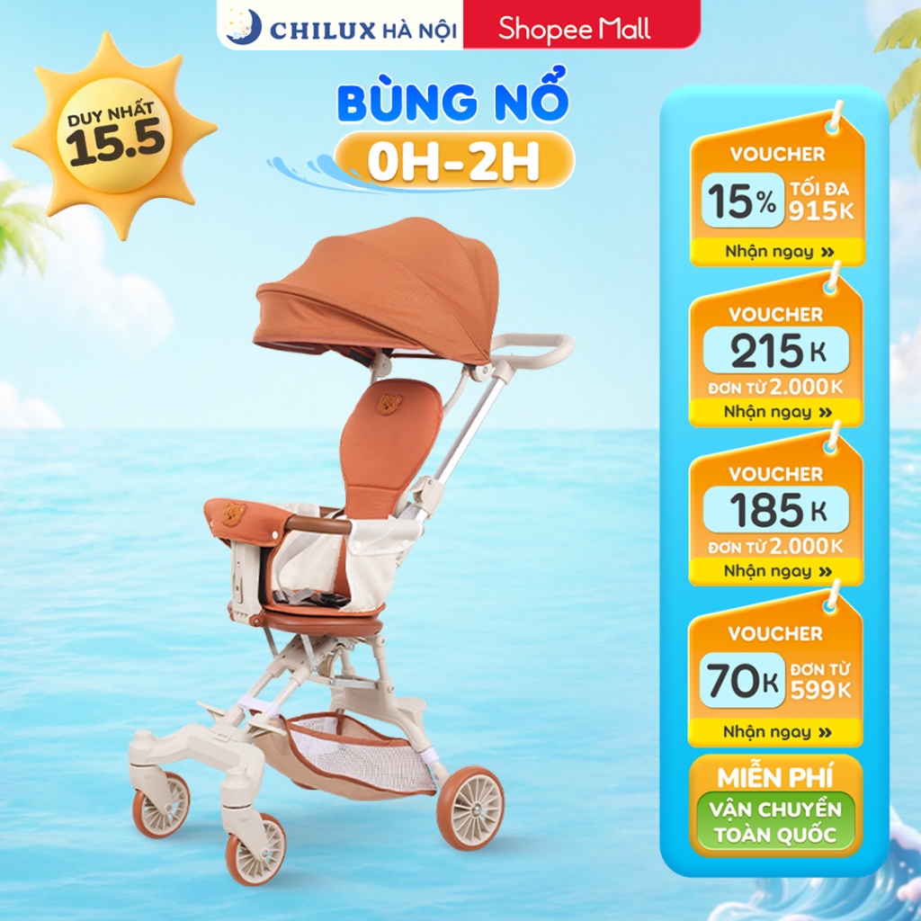 Xe đẩy gấp gọn Chilux M22 - Ghế ngồi xoay 2 chiều, gấp gọn đơn giản