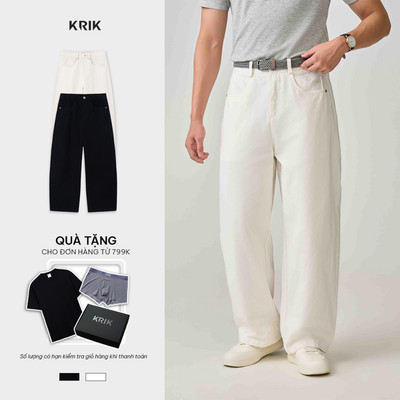 Quần Kaki Nam KRIK Form Harem Chất Liệu Mềm Mại Ống Cong Rộng Che Khuyết Điểm QK6570
