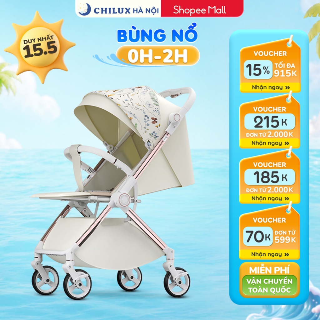 Xe đẩy 2 chiều cao cấp Chilux K5 - Mái che nhiều nấc, gấp gọn nhanh chóng