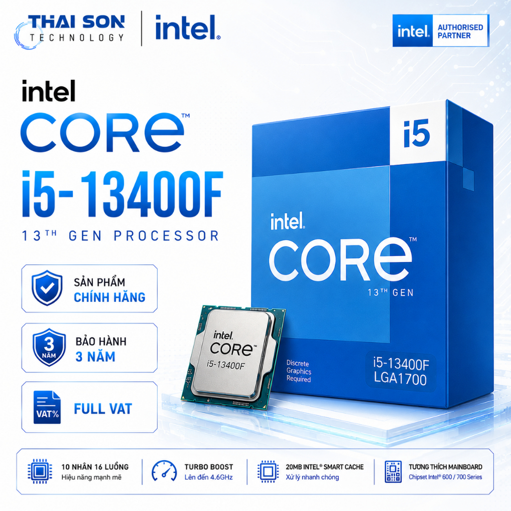[FULL VAT] CPU Intel Core i5-13400F New Tray Chính Hãng | 10 Nhân 16 Luồng | Socket LGA1700 | Bảo Hà