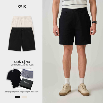 Quần Short Kaki Nam KRIK Form Regular Chất Cotton Mềm Mại Thoáng Khí QS8198