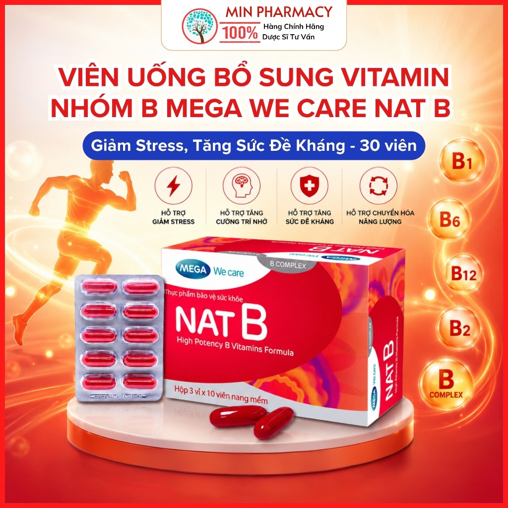 Viên Uống Bổ Sung Vitamin nhóm B Mega we care NAT B Hộp 30 viên - Minpharmacy