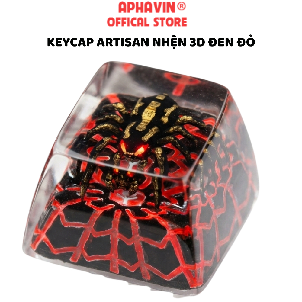 Keycap Bàn Phím Cơ Artisan Nhện Đen Đỏ - Shin Artisan Red Widow v2 - Resin Xuyên Sáng, Chân Stem (+)
