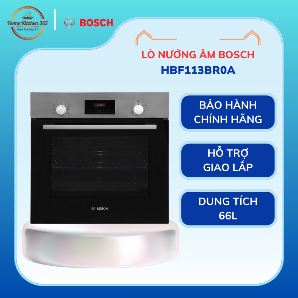 Lò Nướng Âm Bosch HBF113BR0A 66 Lít – Khoang Lò Tráng Men, Tiết Kiệm Điện Năng