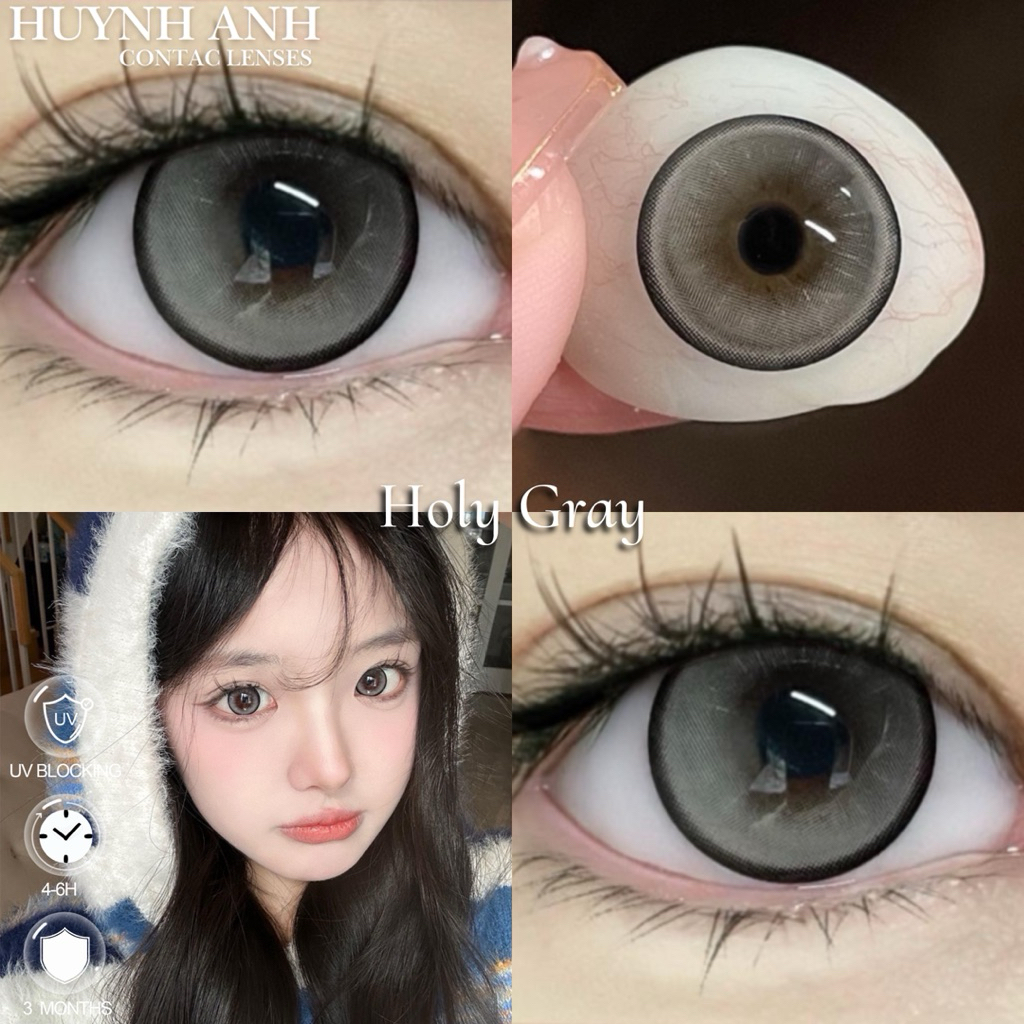 Lens Mắt Kính Áp Tròng xám thơ tự nhiên holy 811 gray Dia 14.5mm Gdia 14.2mm