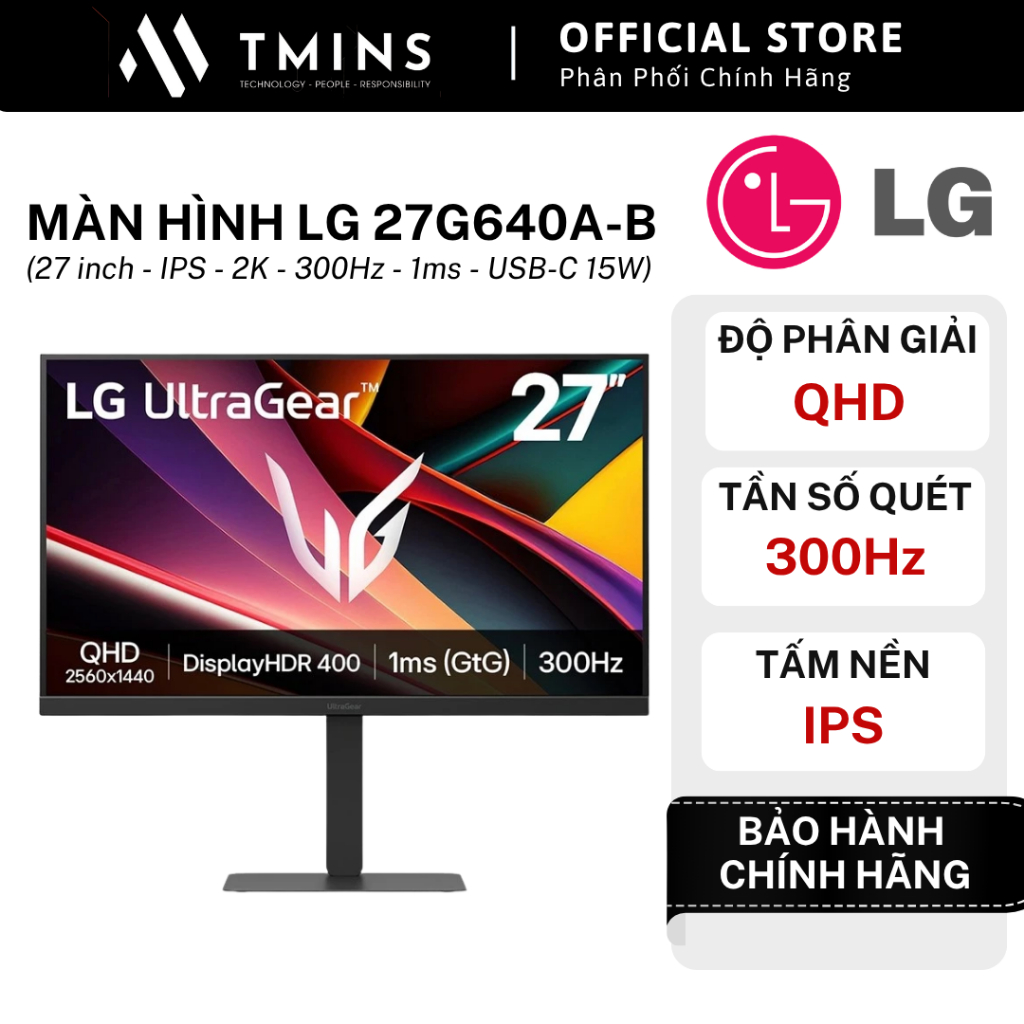 Màn hình LG 27G640A-B (27 inch - IPS - 2K - 300Hz - 1ms - USB-C 15W) - Hàng chính hãng