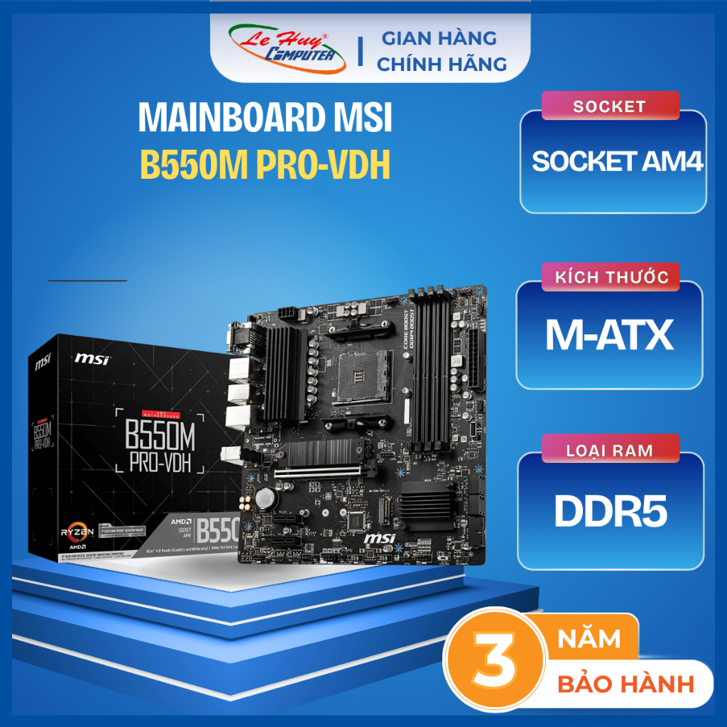 Mainboard MSI B550M PRO-VDH (AMD B550/ Socket AM4/ M-ATX/ 4 khe ram)