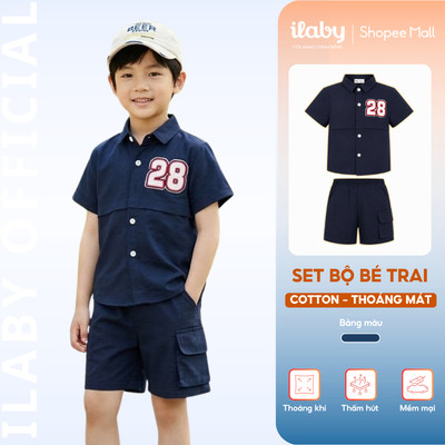 [ILABY 10-40kg] Bộ quần áo bé trai polo thể thao năng động, set đồ bé trai vải cotton cao cấp thấm hút [3774]