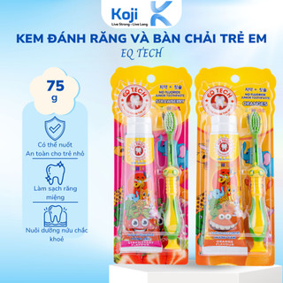 Combo bàn chải + gel đánh răng trẻ em eq tech junior kem đánh răng cho bé từ 2 đến 8 tuổi có thể nuốt - 75g