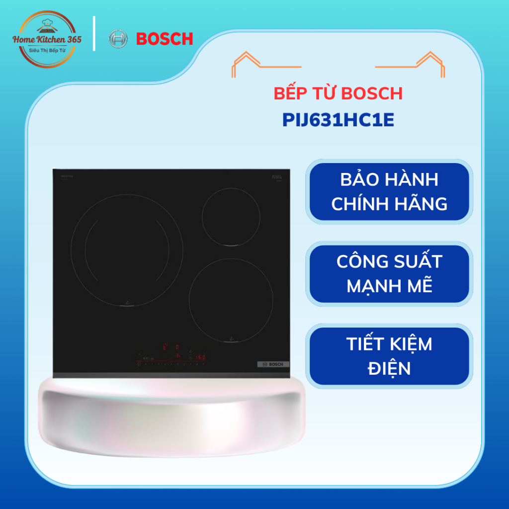 Bếp từ BOSCH PIJ631HC1E Series 6 - 3 Vùng Nấu, 17 Mức Gia Nhiệt, Thiết Kế Sang Trọng