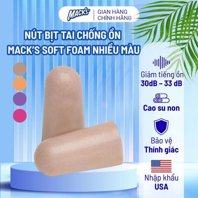 Nút bịt tai chống ồn Mack's Ultra Soft Foam - Nhập khẩu trực tiếp từ Mỹ (Đôi lẻ)