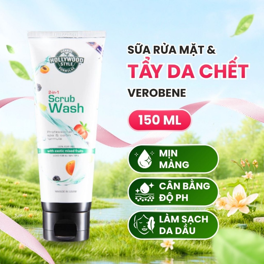 Sữa Rửa Mặt Tẩy Tế Bào Chết 2 Trong 1 Scrub Wash Hollywood Style 100ml