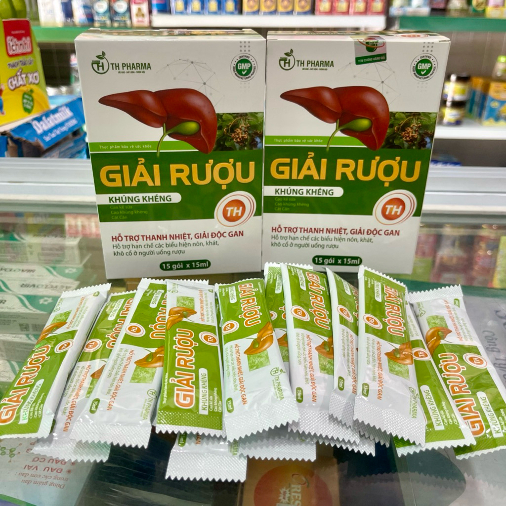 Gói uống giải rượu bia Alcomed mát gan đổi mẫu Giải Rượu TH hộp 15 gói