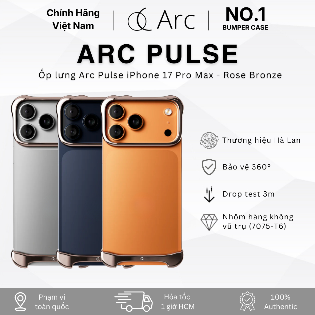 [No.1 Bumper Case] Ốp lưng Arc Pulse Cho iPhone 17 Pro Max Chính Hãng - Rose Bronze - Nhôm Hàng Khôn