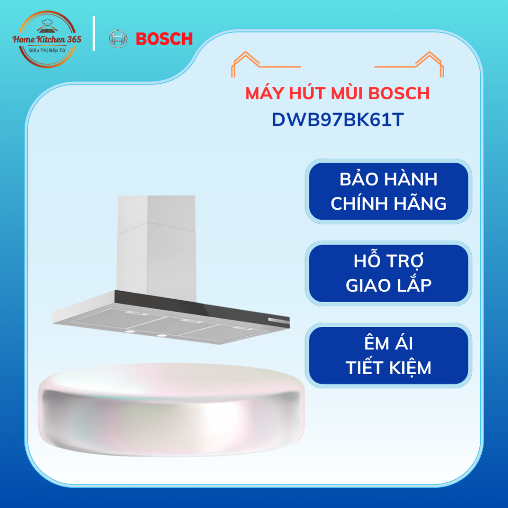 Máy hút mùi áp tường Bosch DWB97BK61T - Công Suất Mạnh Mẽ, Vận Hành