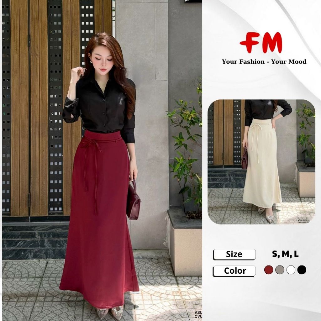 Chân Váy Lụa Nữ Dáng Suông FMSTYLE – Đuôi Cá Dây Eo Nữ Tính Sang Chảnh Phong Cách Công Sở 26040541