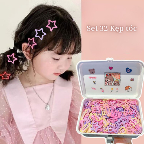 Set 32 kẹp tóc màu tóc mái ngôi sao kẹp tóc nhỏ kẹp tóc mái bên hông mẫu mới
