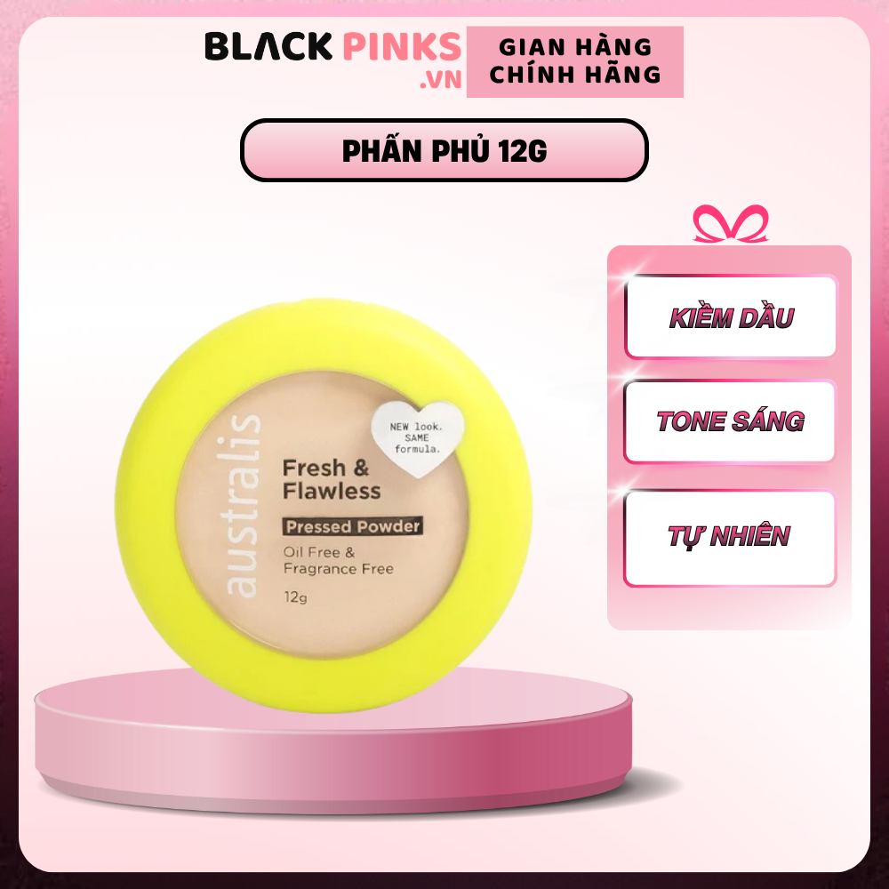 Phấn phủ Australis kiềm dầu 2 in 1 tông màu kem sáng Light Beige 12g
