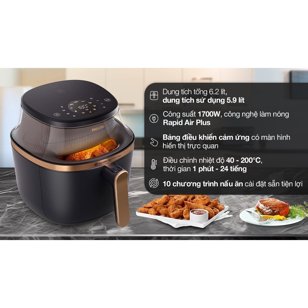 Nồi chiên không dầu Philips 6.2 lít NA332/00
