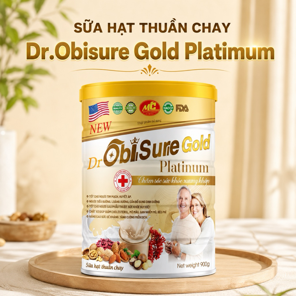 Sữa hạt thuần chay Dr.ObiSure Gold Platinum lon 900g