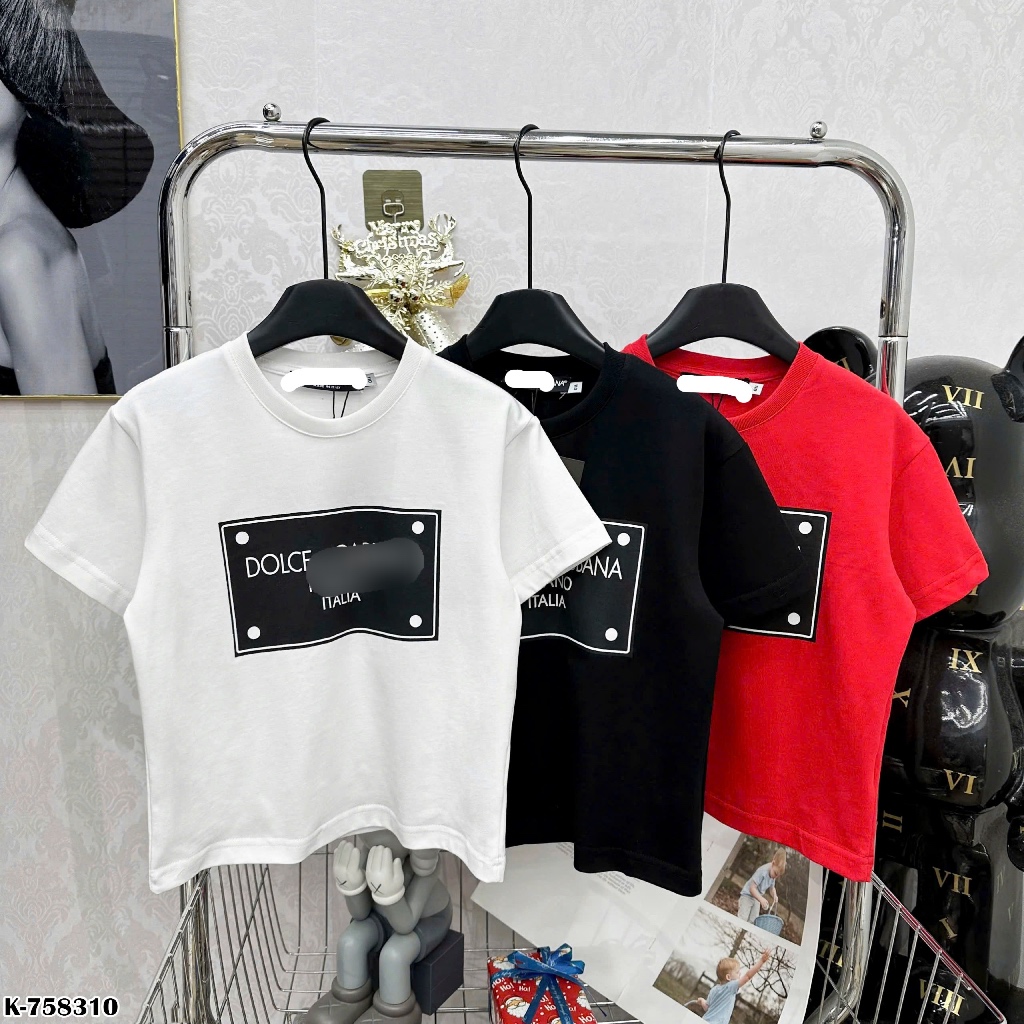 Áo phông cho bé trai in dolce & , áo phông cộc tay chất cotton