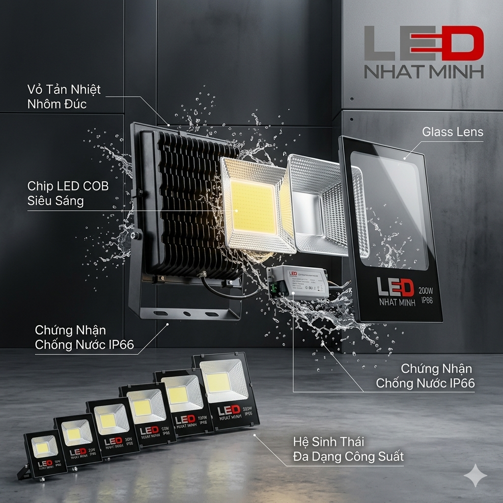 ĐÈN PHA 50W- 100W- 200W IP66 SỬ DỤNG NGOÀI TRỜI