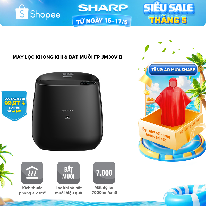 Máy Lọc Không Khí Và Bắt Muỗi Sharp FP-JM30V-B Hàng Thái Lan