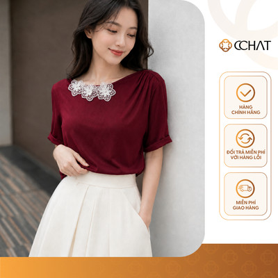 Áo Thun Nữ 𝐂𝐂𝐇𝐀𝐓 Dáng Ôm Milano Đính Hoa Trang Trí Chất Liệu Mềm Mại 16TNC9038OT