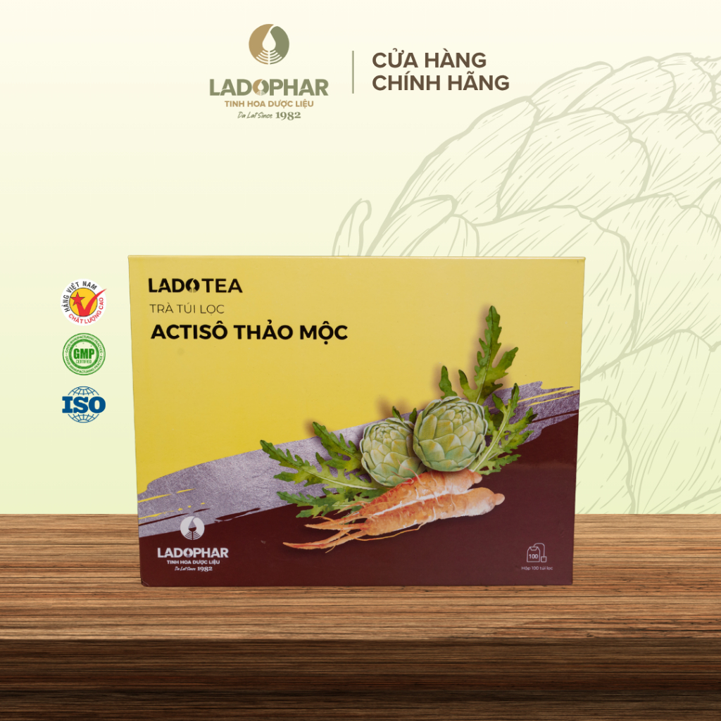 Trà túi lọc Atiso kết hợp Thảo Mộc Ladophar giải độc gan, tăng cường và bảo vệ gan - Ladophar