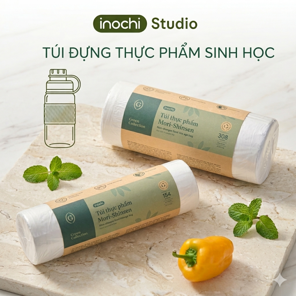inochi Túi Đựng Thực Phẩm Sinh Học, Cuộn Túi Bóng Nhiều size, Bảo Quản Thức Ăn Sạch Sẽ, An Toàn.