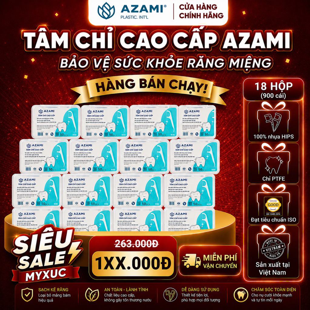 {CHÍNH HÃNG} 18hộp 900c tăm nha khoa AZAMI made in VIETNAM tamnhakhoa chỉ
