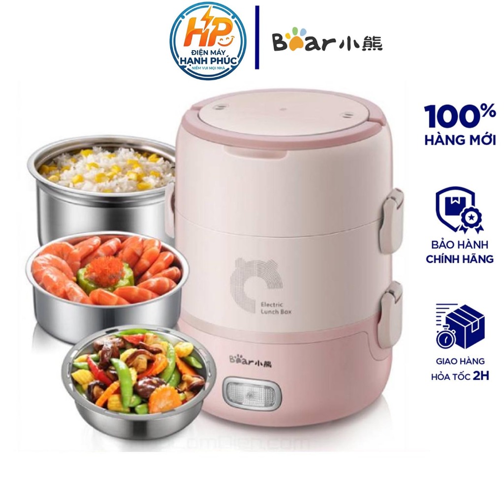 Hộp Cơm Văn Phòng Cắm Điện Đa Năng Bear DFH-B20S6 - Hộp Cơm Cắm Điện Tự Nấu, Hâm Nóng Cách Thủy, Chí