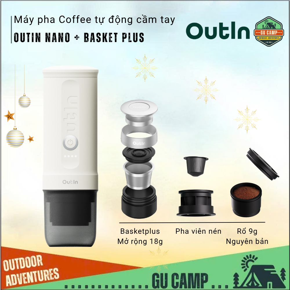 (PHIÊN BẢN NÂNG CẤP) Máy pha cà phê Outin Nano Portable Espresso Machine , Bao gồm Outin Nano và bộ 