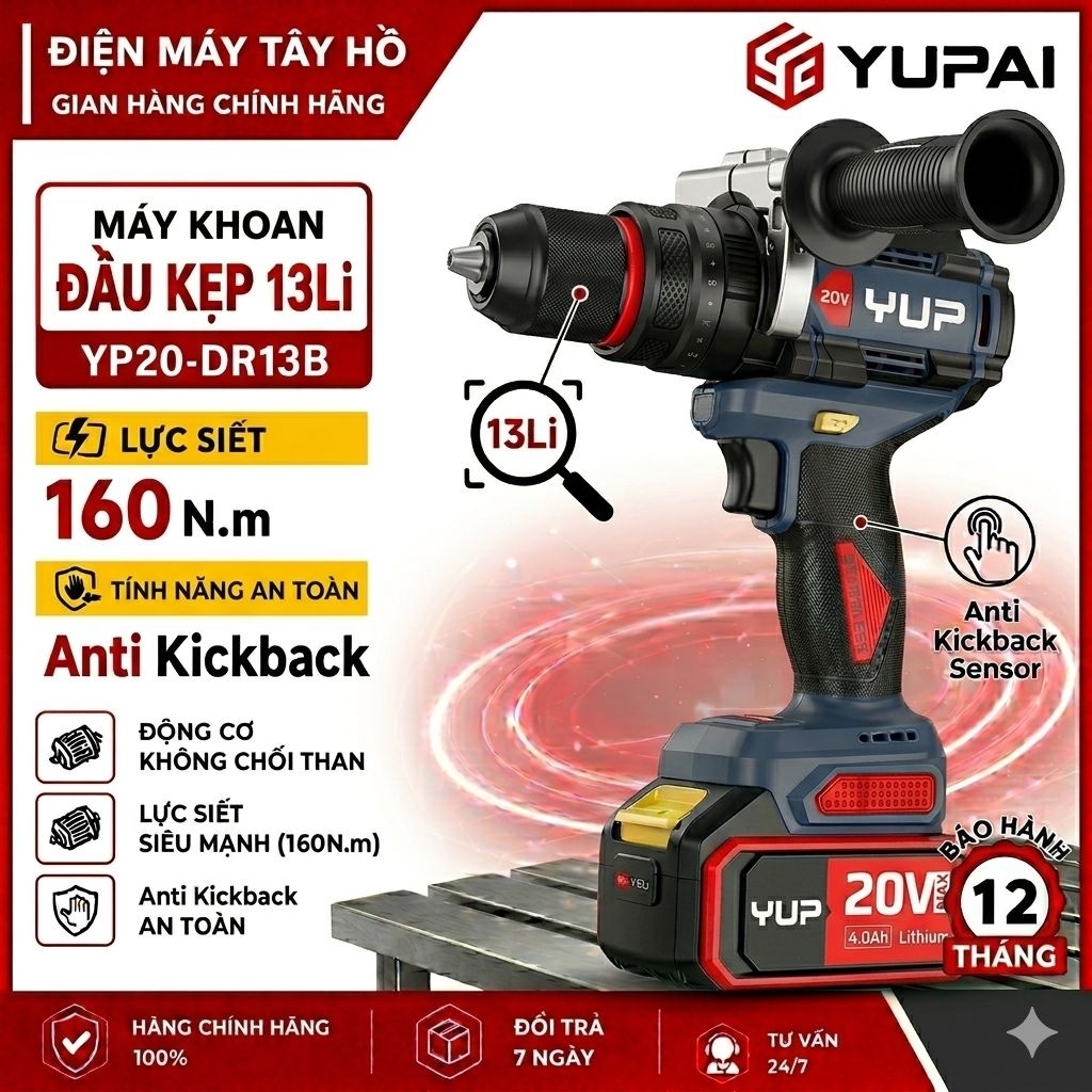 (THÙNG NHỰA) Rút Lõi Pin 160Nm Jiangsu YUPAI_SFUNPRO DR13B Chân pin phổ thông.