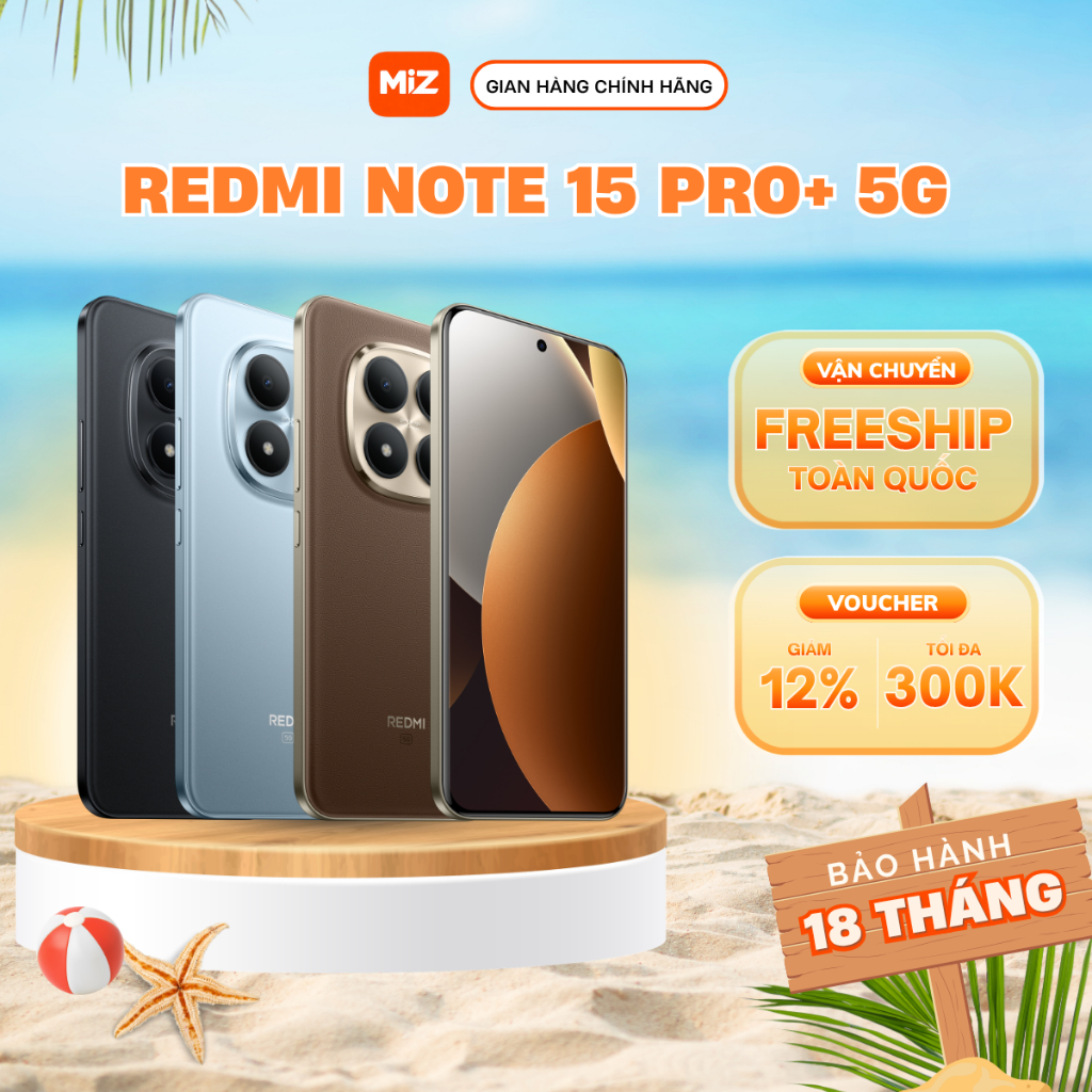 Điện thoại Xiaomi Redmi Note 15 Pro+ (Plus) 5G 12/256GB bản Quốc Tế có tiếng Việt - BH 18 Tháng
