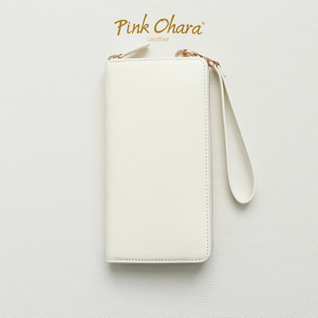 Ví Dài Cầm Tay Nam Nữ PINK OHARA Da Bò Thật