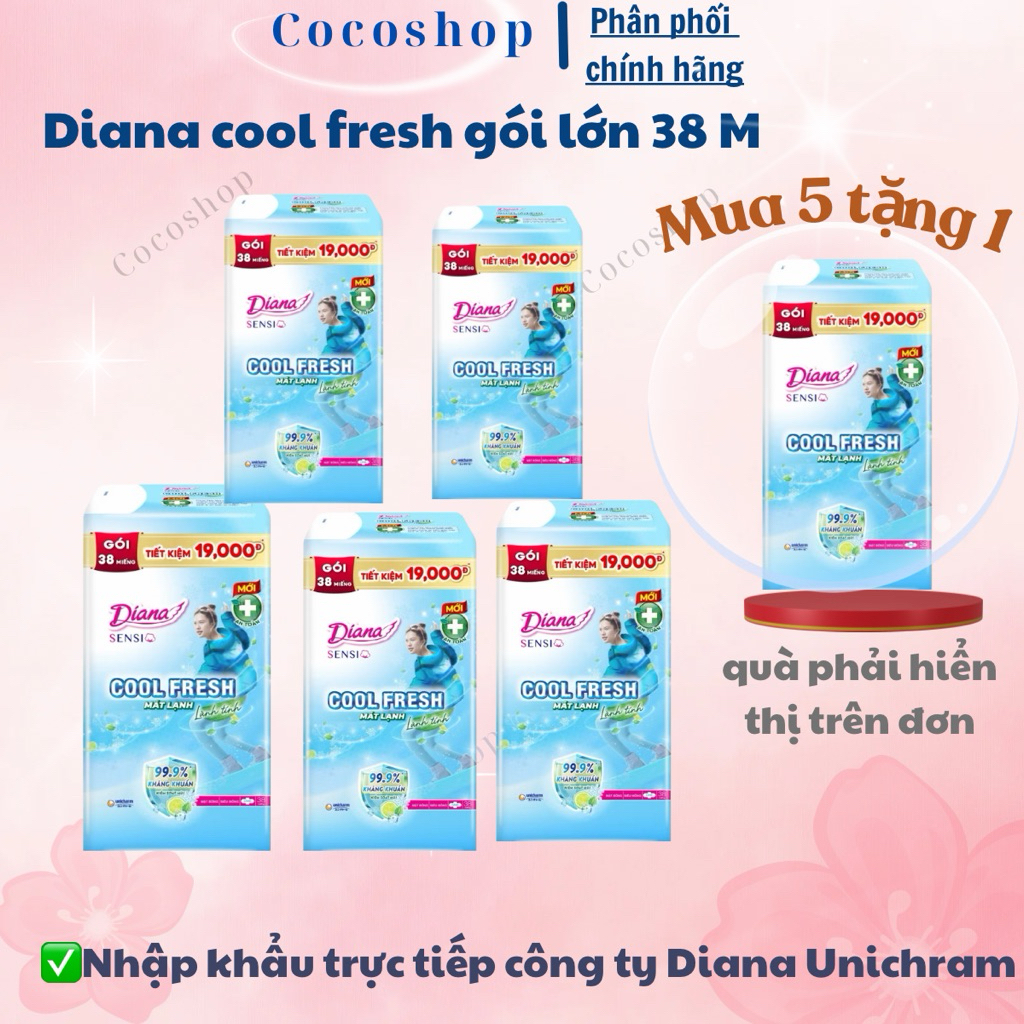 [GÓI LỚN TIẾT KIỆM] Băng vệ sinh Diana Sensi Coolfresh 23cm 38 miếng