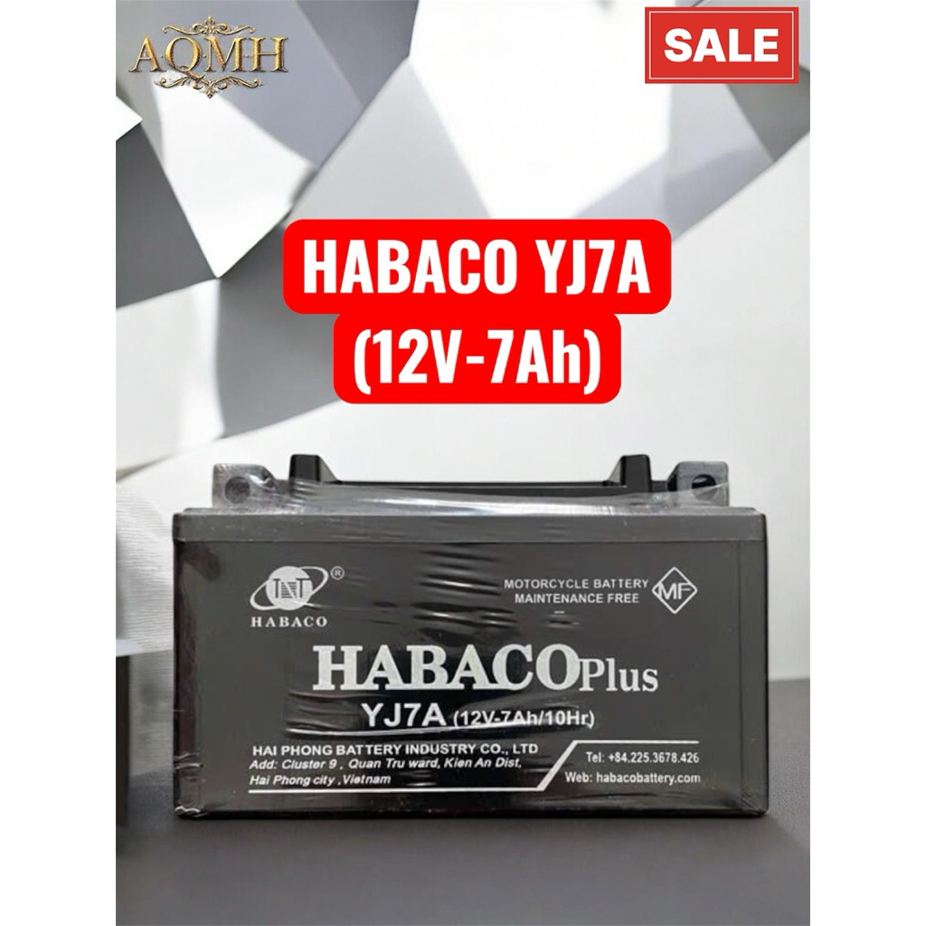 Bình HABACO YJ7A(12V- 7A/10Hr) lắp cho xe máy Force,Cugnus, Amity,Bella,Avenis,Attila Victoria,Eliza
