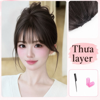 [Bản mới 2026] Tóc giả Mái Thưa nửa trước tóc thật – kẹp che trán cao siêu tự nhiên không lộ viền[ Toc Gia Linh Tit]