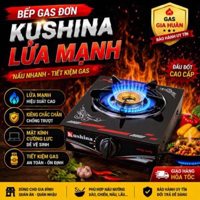 [Chính Hãng] Bếp Đơn Mặt Kính Kushina