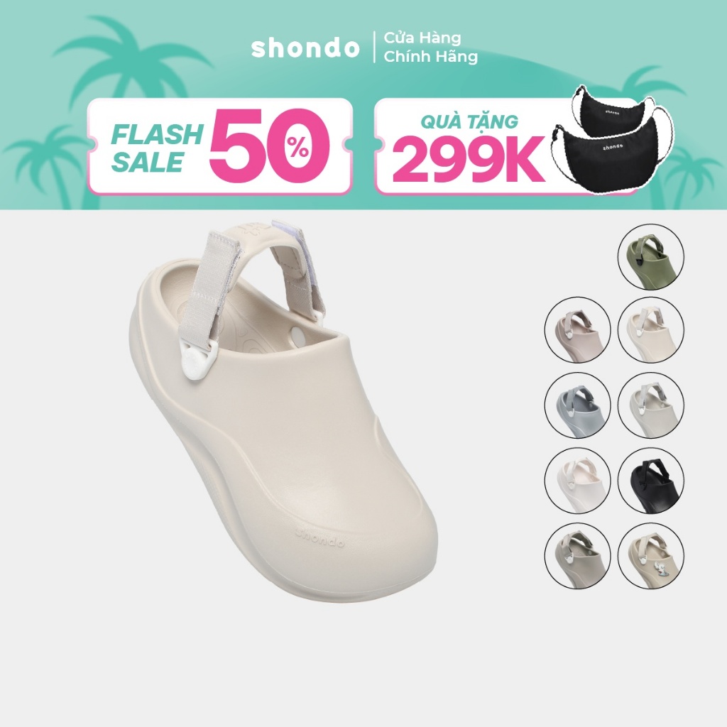 Giày Clog Unisex Suke Shondo Nhựa Đúc Đế Cao 4cm Nhiều Màu