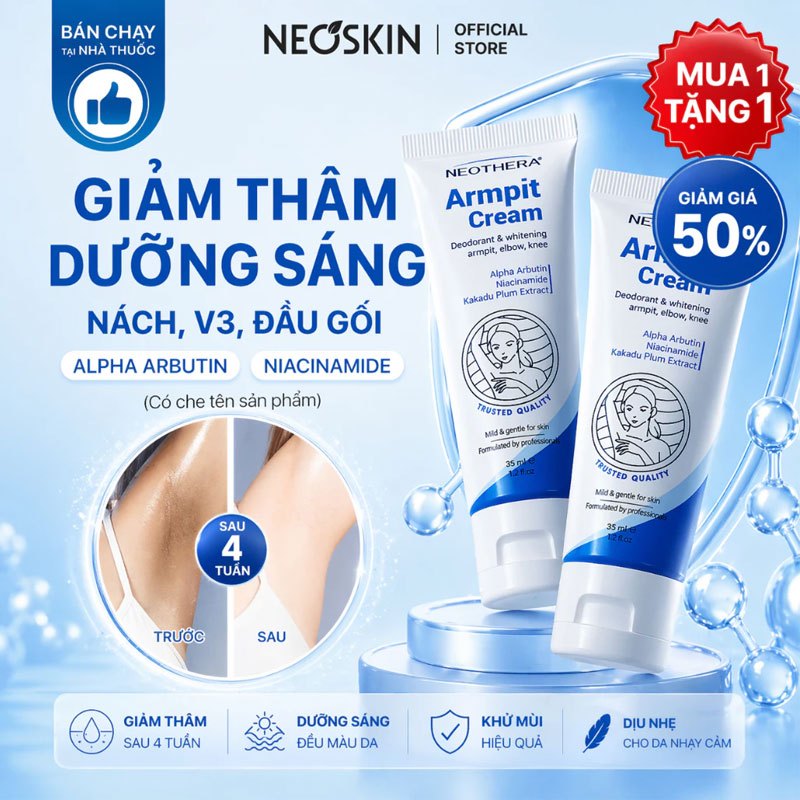 Combo 2 Kem Thâm Nách, Mông, Bẹn Giúp Trắng Da Vùng Nách Armpit Cream, Thu Nhỏ Lỗ Chân Lông Sau 2 Tu