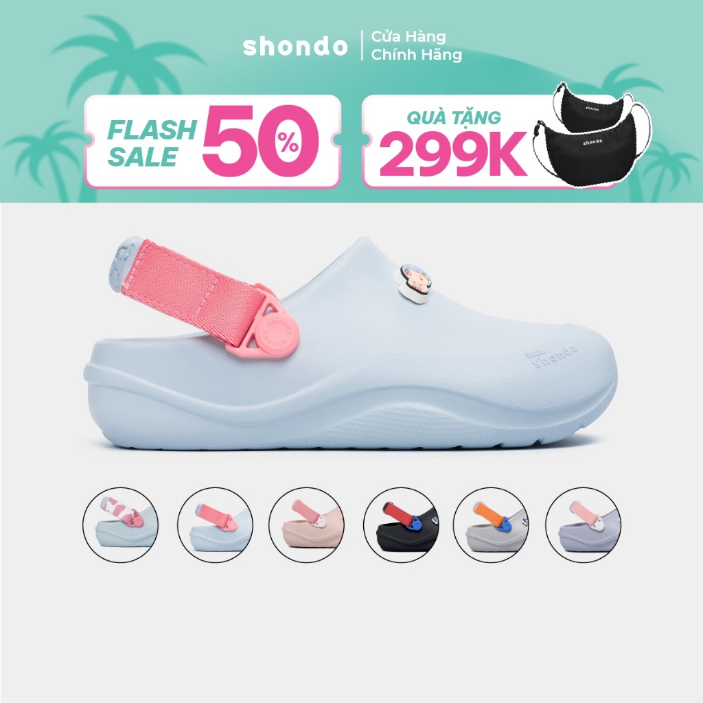 Giày Clog Little Suke Bé Trai Bé Gái Thoải Mái, Nhựa Đúc Shondo Nhiều Màu