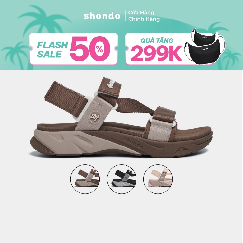 Giày Sandal Unisex Shondo F8M Ver 2.2 Đế Cao 4.5cm Bám Sàn Tốt Nhiều Màu