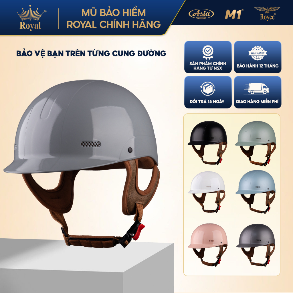 Nón bảo hiểm nữa đầu M1 S04 Đi Xe Máy Dành Cho Nam Và Nữ đạt chuẩn an toàn, bảo hành 12 tháng