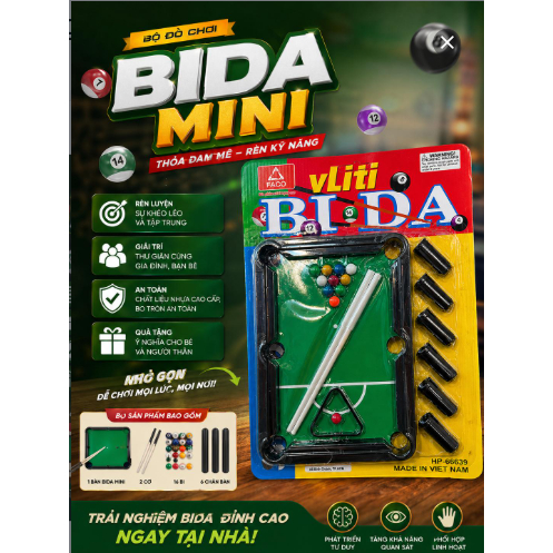 Bộ Bida Mini Giải Trí Cho Bé - Đồ Chơi Mô Phỏng Bàn Bida MINI Nhỏ Gọn Cho Bé Vui Chơi Giải Trí