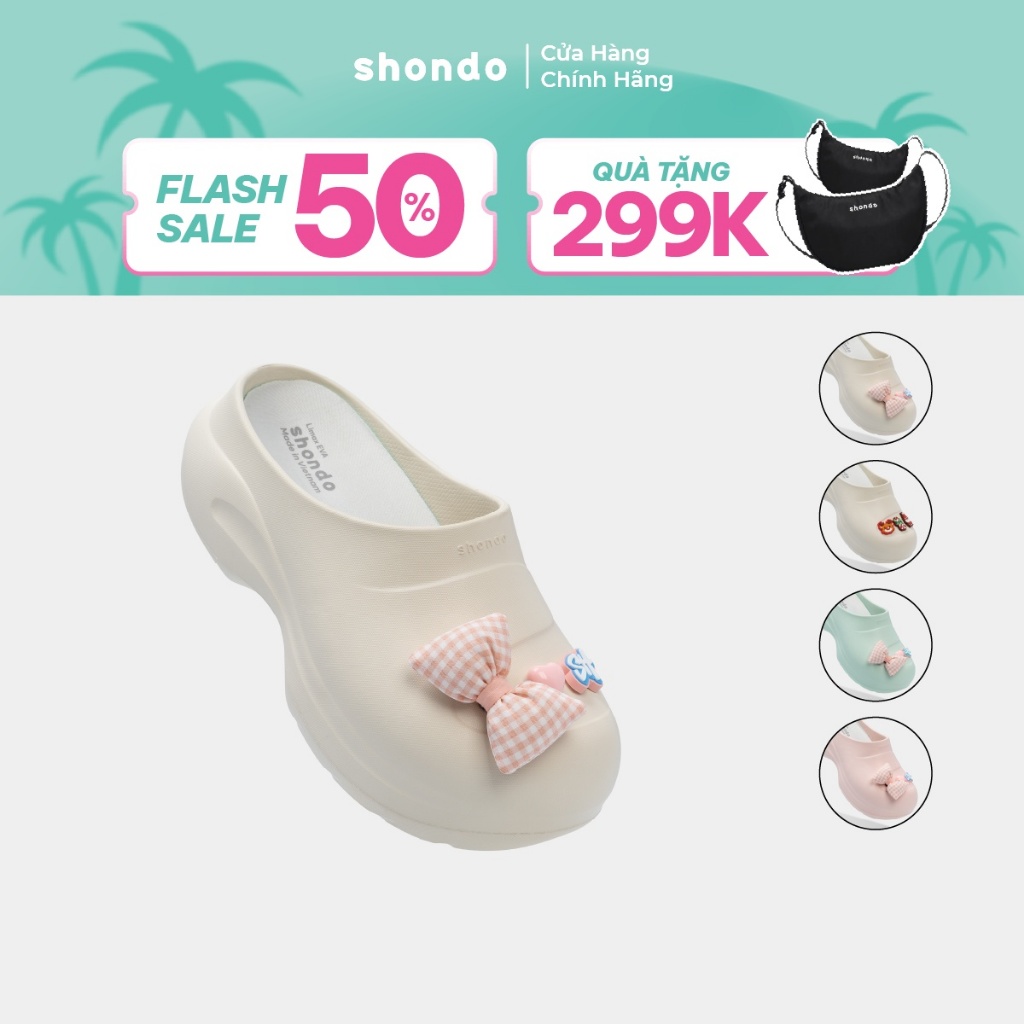 Giày Clog Nữ Mule Chic Shondo Đế Cao 6cm Thoáng Nhẹ Nhiều Màu