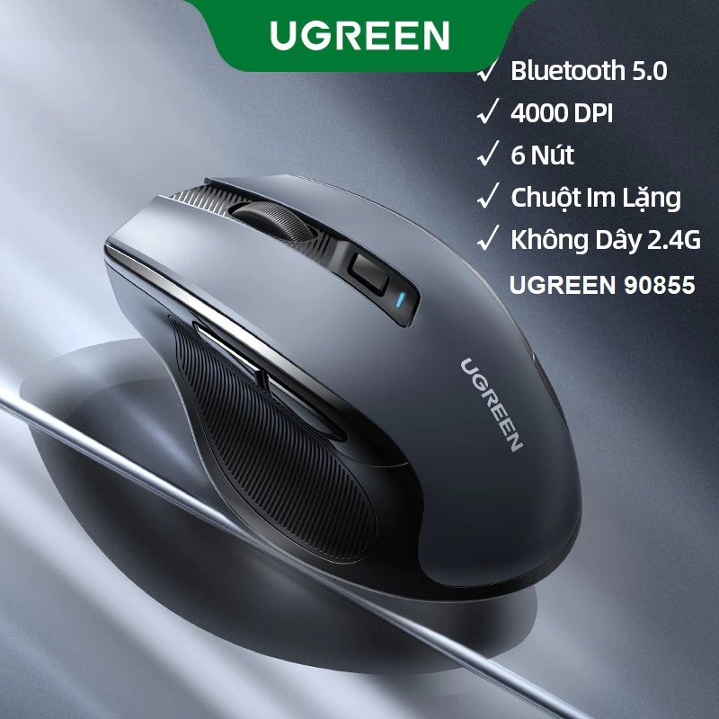 Chuột không dây + Bluetooth 5.0 chính hãng Ugreen 90855 / MU006 Silent Click 5 chế độ 4000DPI