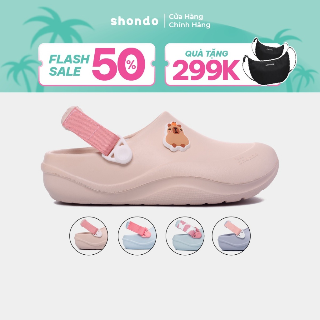 Giày Clog Little Suke Bé Gái Thoải Mái, Nhựa Đúc Shondo Nhiều Màu