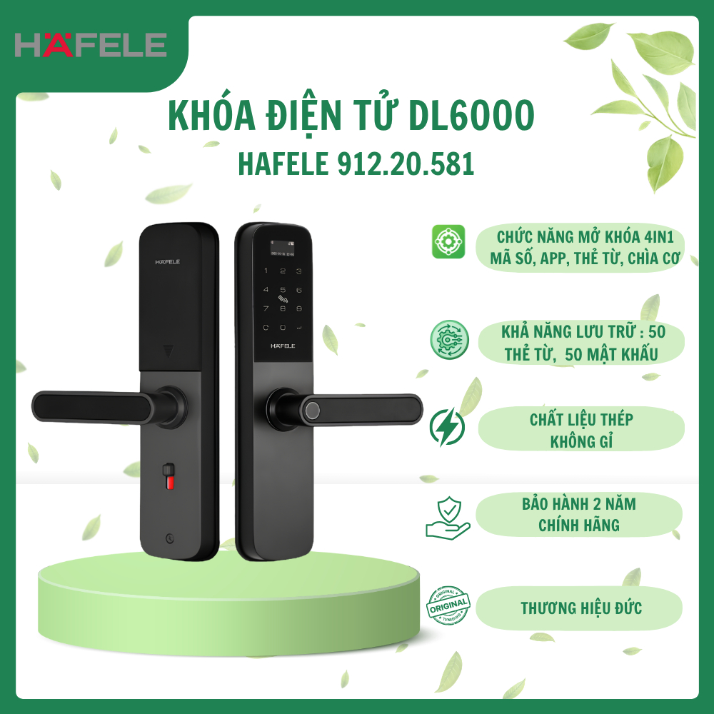 Khóa Điện Tử DL6000 Hafele 912.20.581 - Thép Không Rỉ